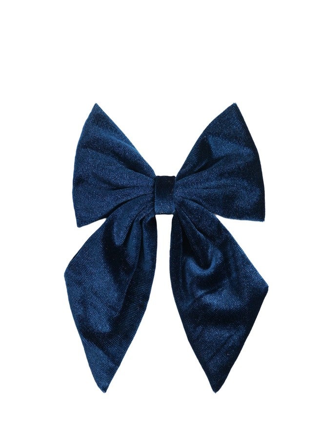 Spenlly Women Teens Girls Velvet Hair Bows Clip Kids Little Girls Hair Bow Alligator Clip Hair Barrettes Headwear Hair Accessories (Navy) - Image 1